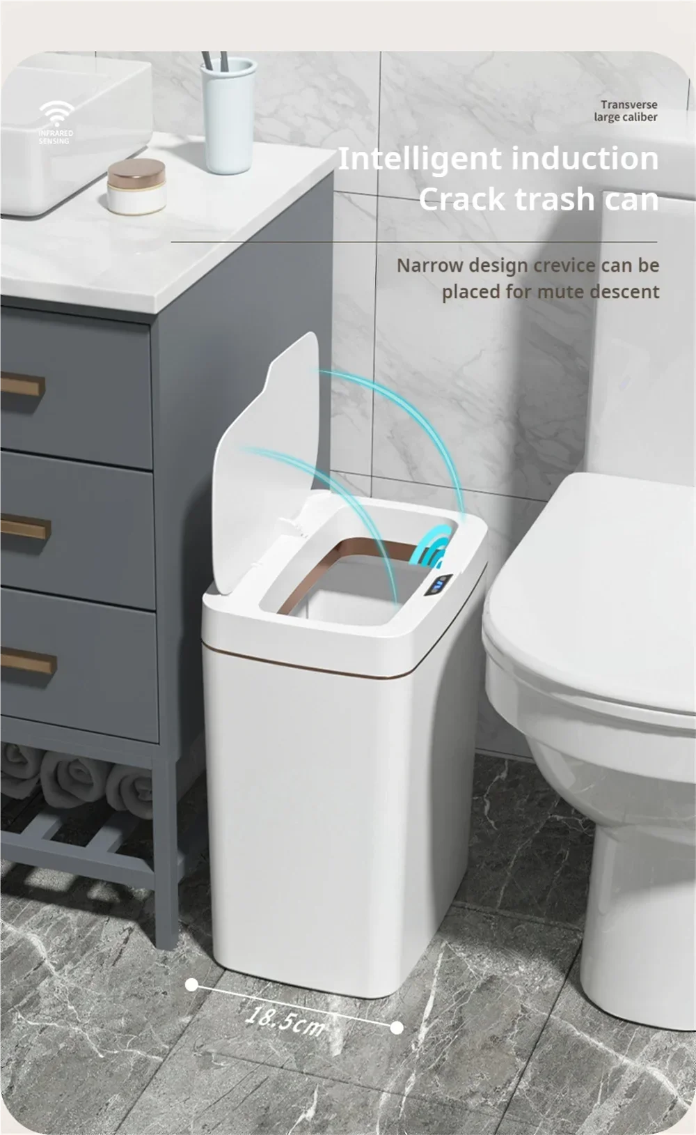 2025 New 15L Smart Trash Can Automatic Touchless Smart Sensor Sensing Trash Can Waterproof Bathroom Kitchen Bedroom Trash Can.