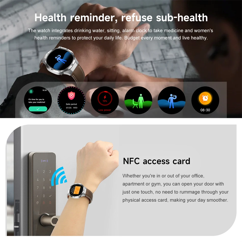 New For Huawei Watch GT5 Pro Smart Watch HD AMOLED Screen NFC GPS Tracker Bluetooth Call Health Waterproof Smartwatch Men Women