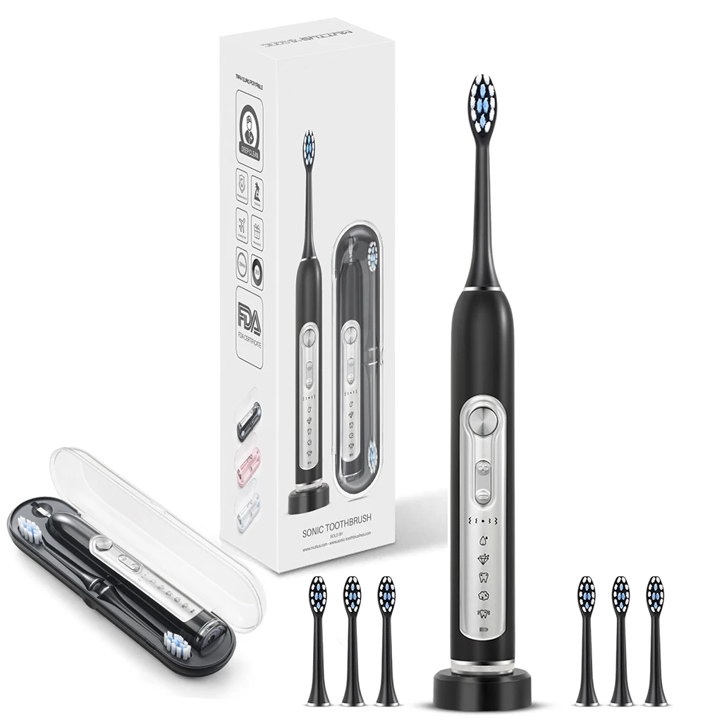 SUBORT S7 Super Sonic Electric Toothbrushes for Adult Kid Smart Timer Whitening Toothbrush IPX7 Waterproof Replaceable Heads Set