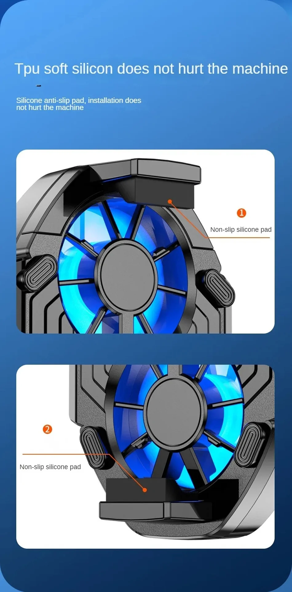 FS01 Dual Fan  Mobile Phone Cooler Long Lasting Stronger Cooling  Air Cooling Rechargeable Portable Type-C for IOS Android Game