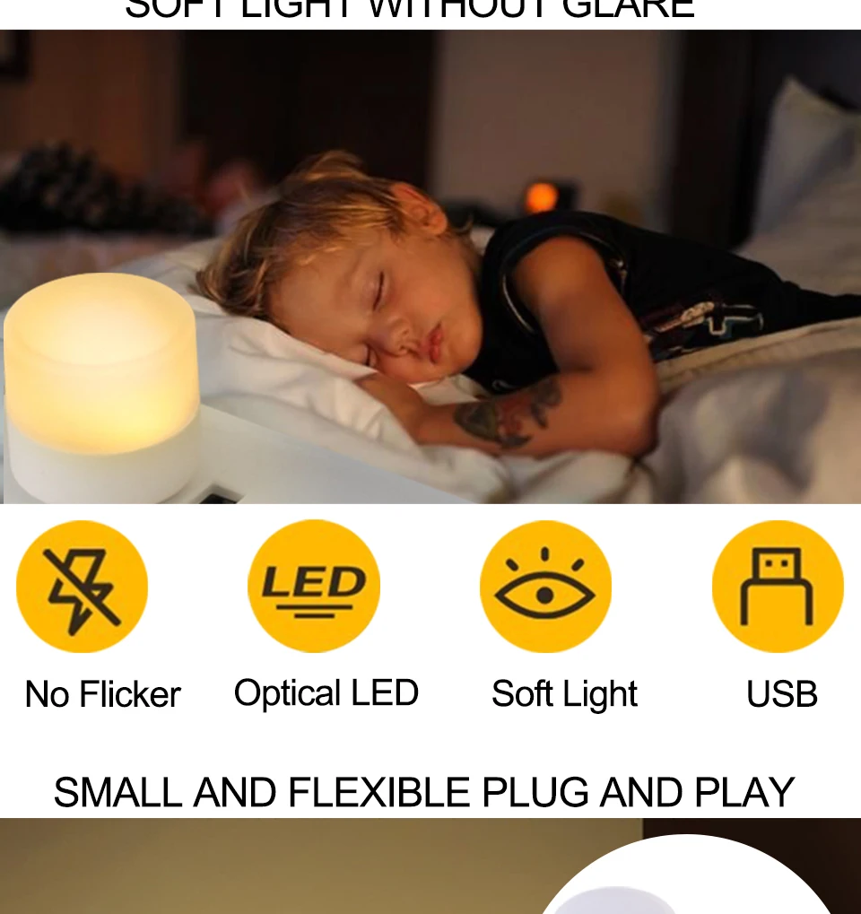 5pcs USB LED Reading Lamp Mini Book Light Camping Night Lights Table Lamps For Power Bank PC Notebook Laptop USB Night Light