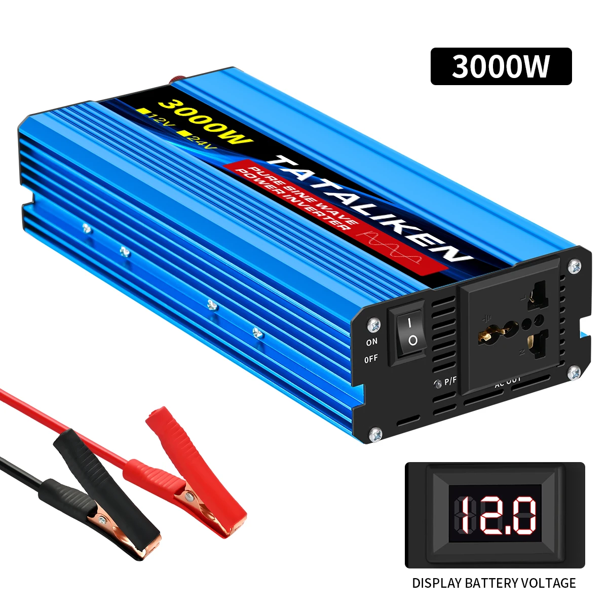 Pure Sine Wave Inverter 1000W-4000W DC 12V/24V to AC 220V 50hz Power Inverter Charger  Adapter Universal Socket