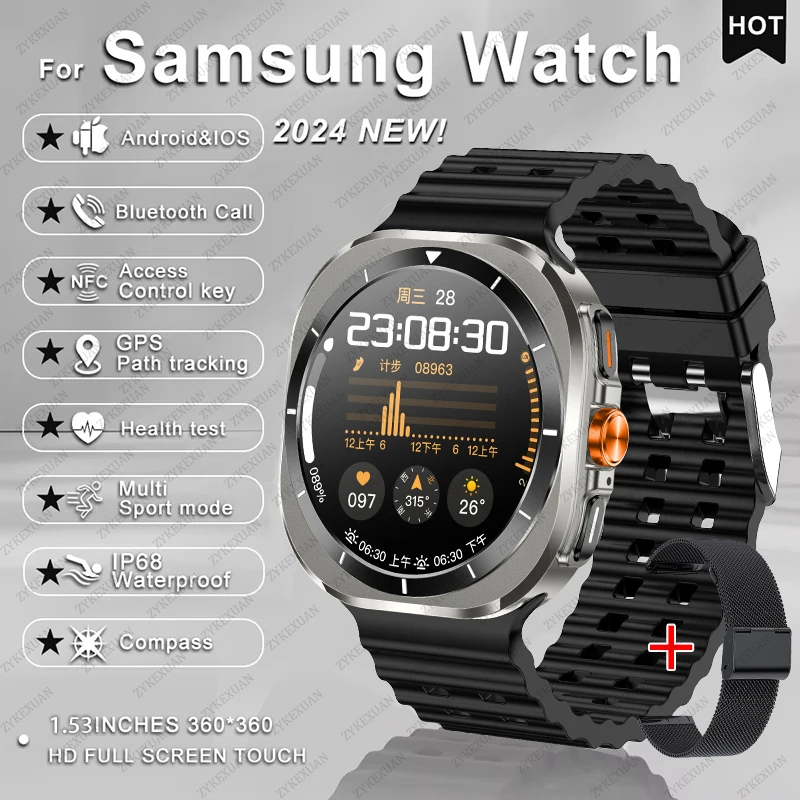 2025 New For Samsung Galaxy Watch 7 Ultra GPS NFC Smart Watch Men 1.43 " AMOLED Always Display IP68 BT Call Sports Smartwatches