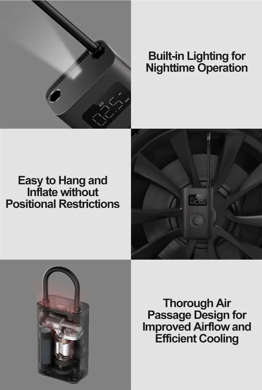 Xiaomi Mijia Air Pump 2 25%Speed Boost Mini Portable Electric Air Compressor Treasure 150PSI Type-C LED Multitool Inflator Xiomi