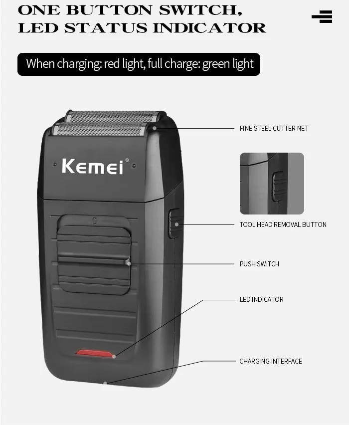 Kemei KM-2296 KM-2299 KM-1102 Professional Hair Clipper Kit Electric Shaver Male Hair Cutting Machine Men’s Cordless Trimmer
