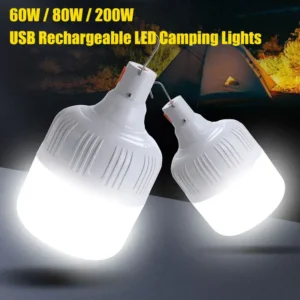 Portable LED Camping Lantern Rechargeable 60W/80W/200W Lamp Bulb High Bright Outdoor Emergency Lighting Fishing Tent Night Light