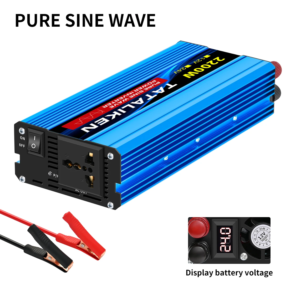 Pure Sine Wave Inverter 1000W-4000W DC 12V/24V to AC 220V 50hz Power Inverter Charger  Adapter Universal Socket
