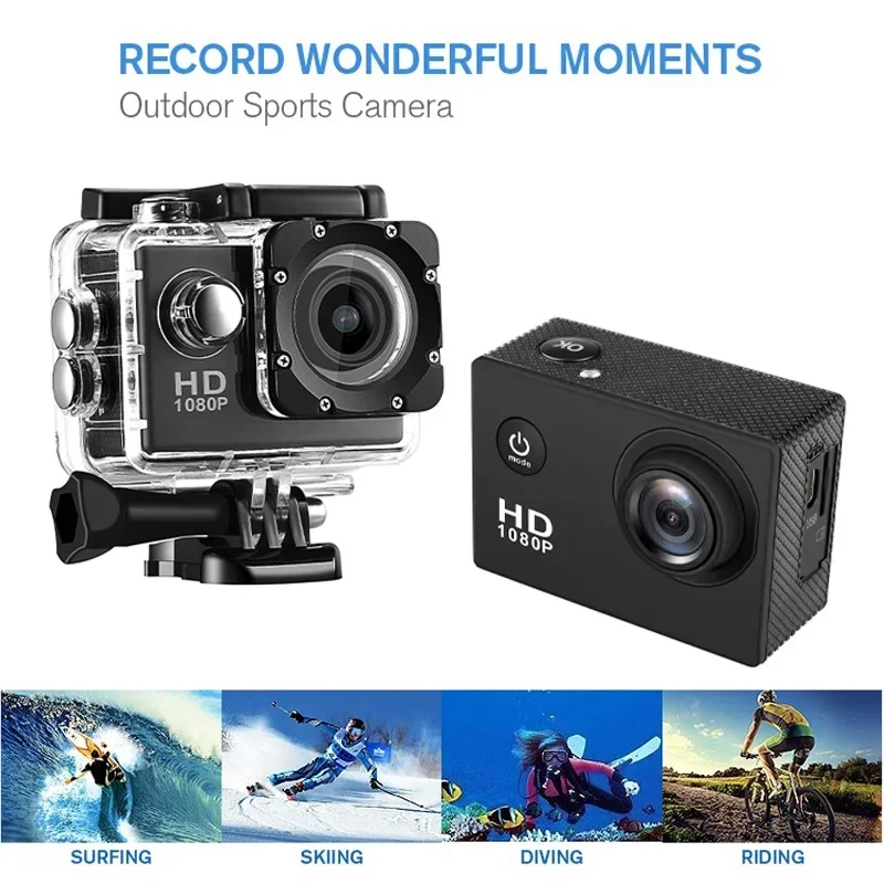 Portable  Action Cameras Waterproof Camera with Remote Control Outdoor Cycling Record HD Digital Cameras Photography Camera