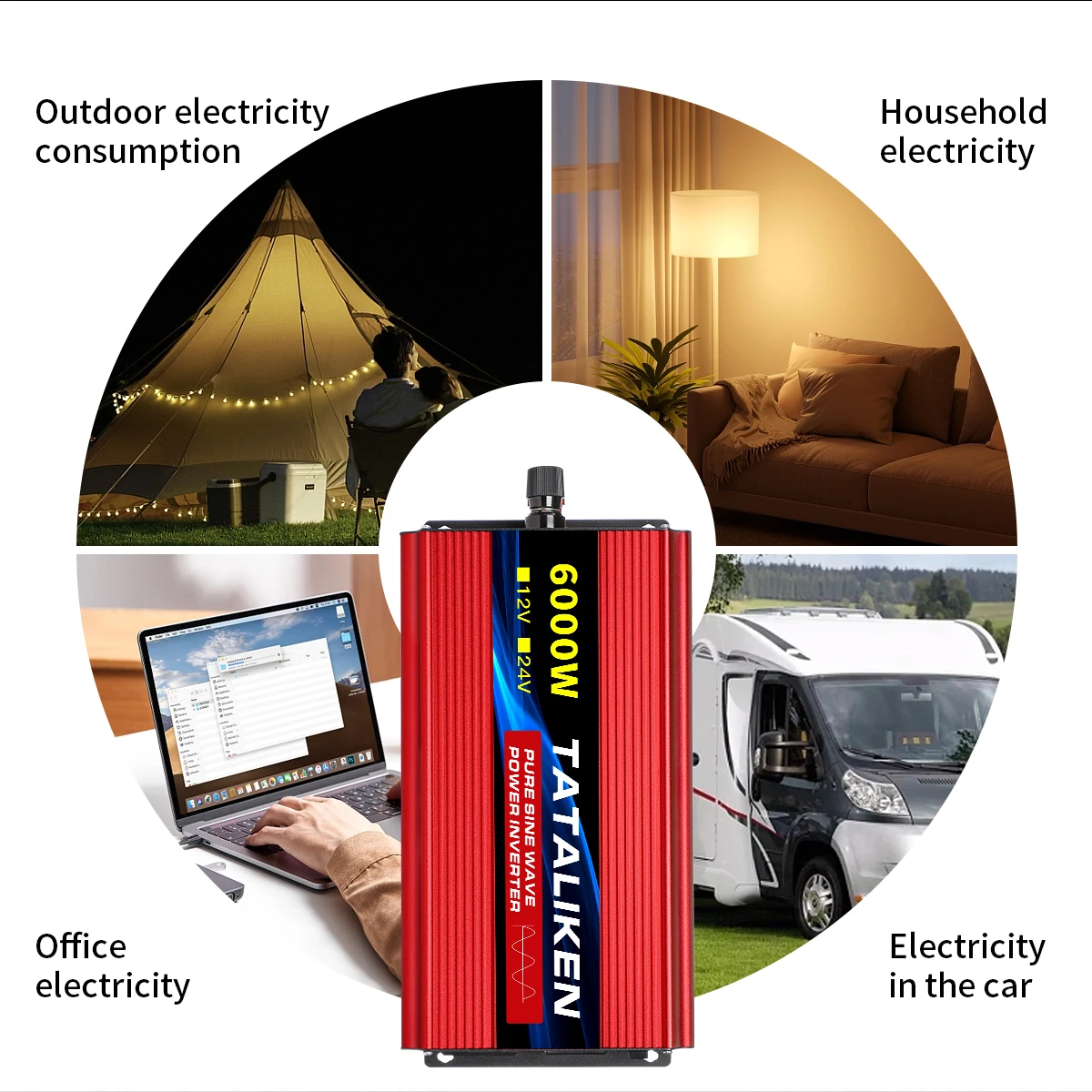 Pure Sine Wave Inverter 1000W-4000W DC 12V/24V to AC 220V 50hz Power Inverter Charger  Adapter Universal Socket