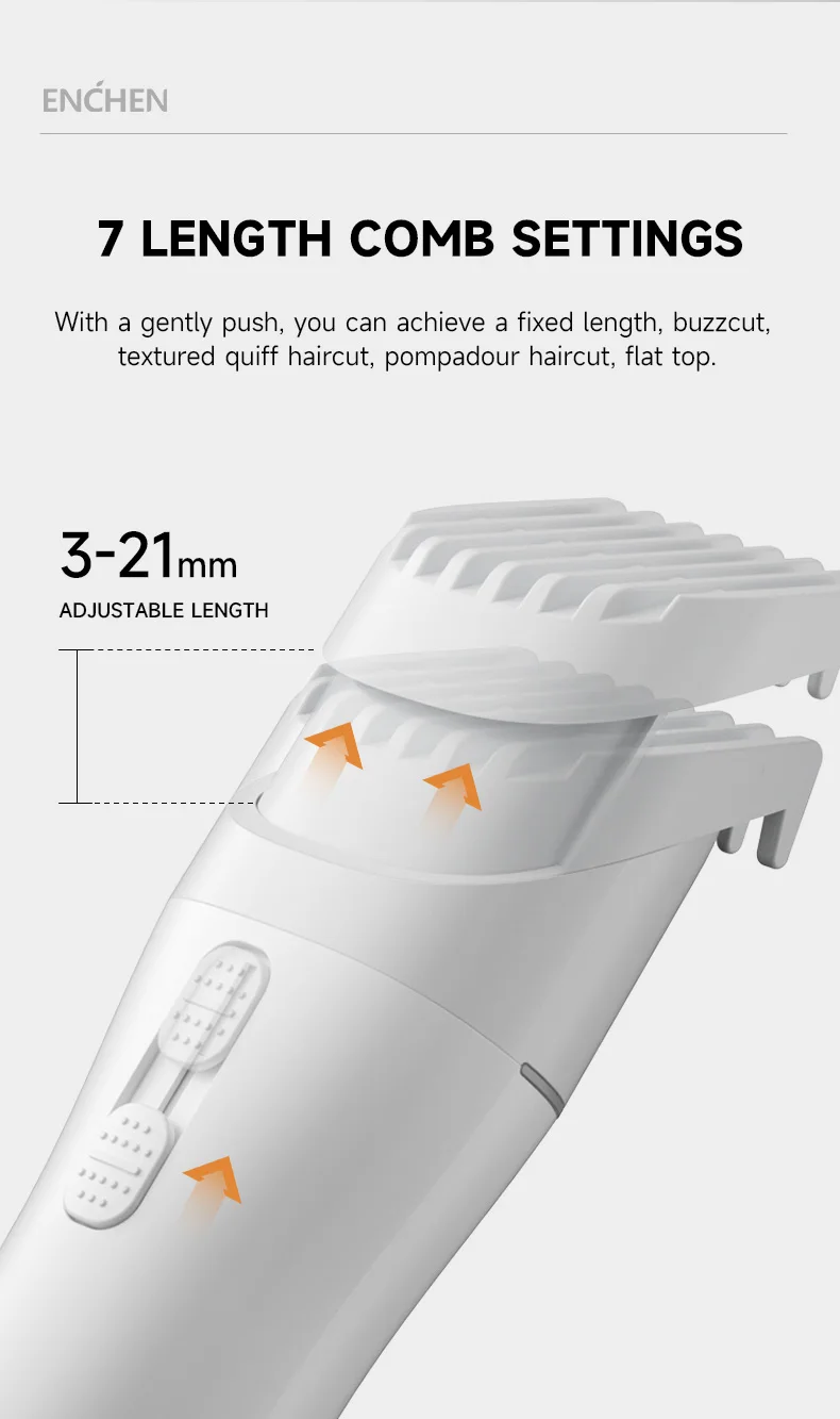 ENCHEN Hair Trimmer Professional Hair Cutting Machine Hair Clipper Cordless Haircut Electric Adjustable Trimmer for Men -Boost 2