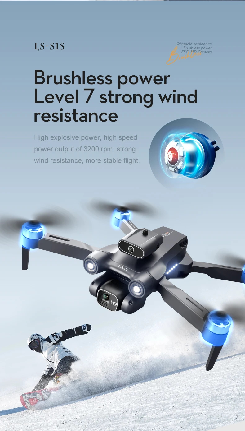 New S1S Mini Drone Caméra 8K Professional Brushless Motor Dron Obstacle Avoidance HD Dual Camera Foldable Quadcopter Toys