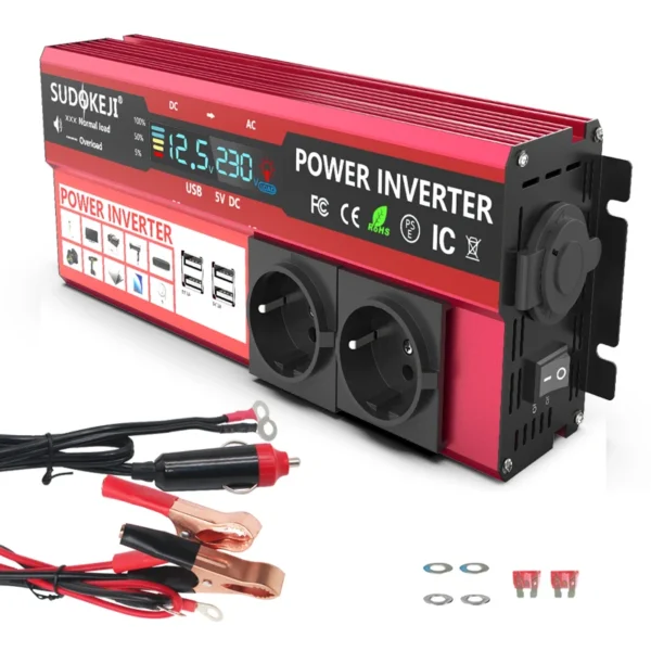 SUDOKEJI 3000W 4000W (MAX POWER)Power Inverter for Car Inverter RV Boat 500W 800W DC 12V 24V To 120V 220V EU US UK Global Socket