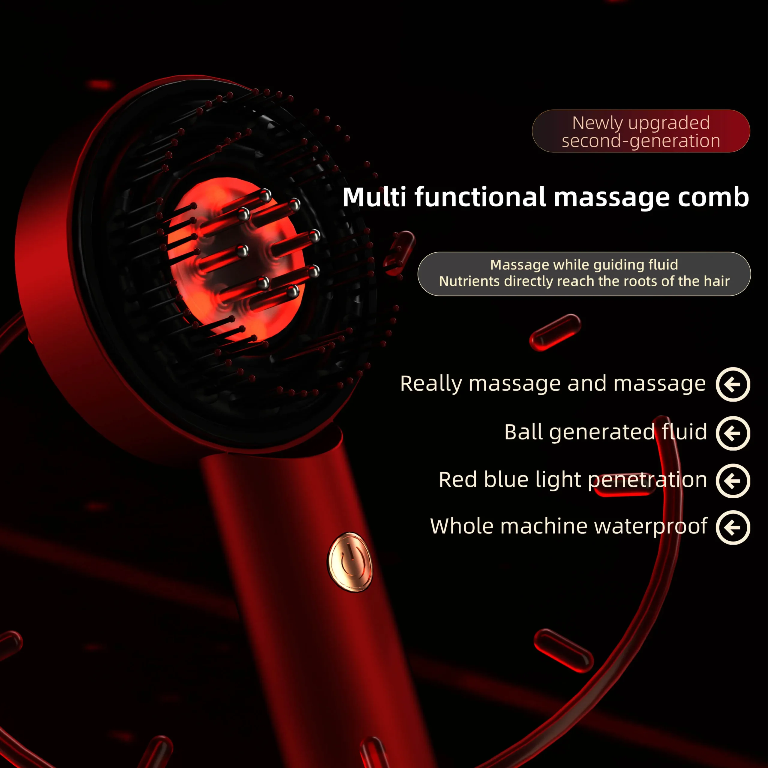 Electric scalp massager hairdressing comb infrared light wave scalp applicator essence liquid nursing intr