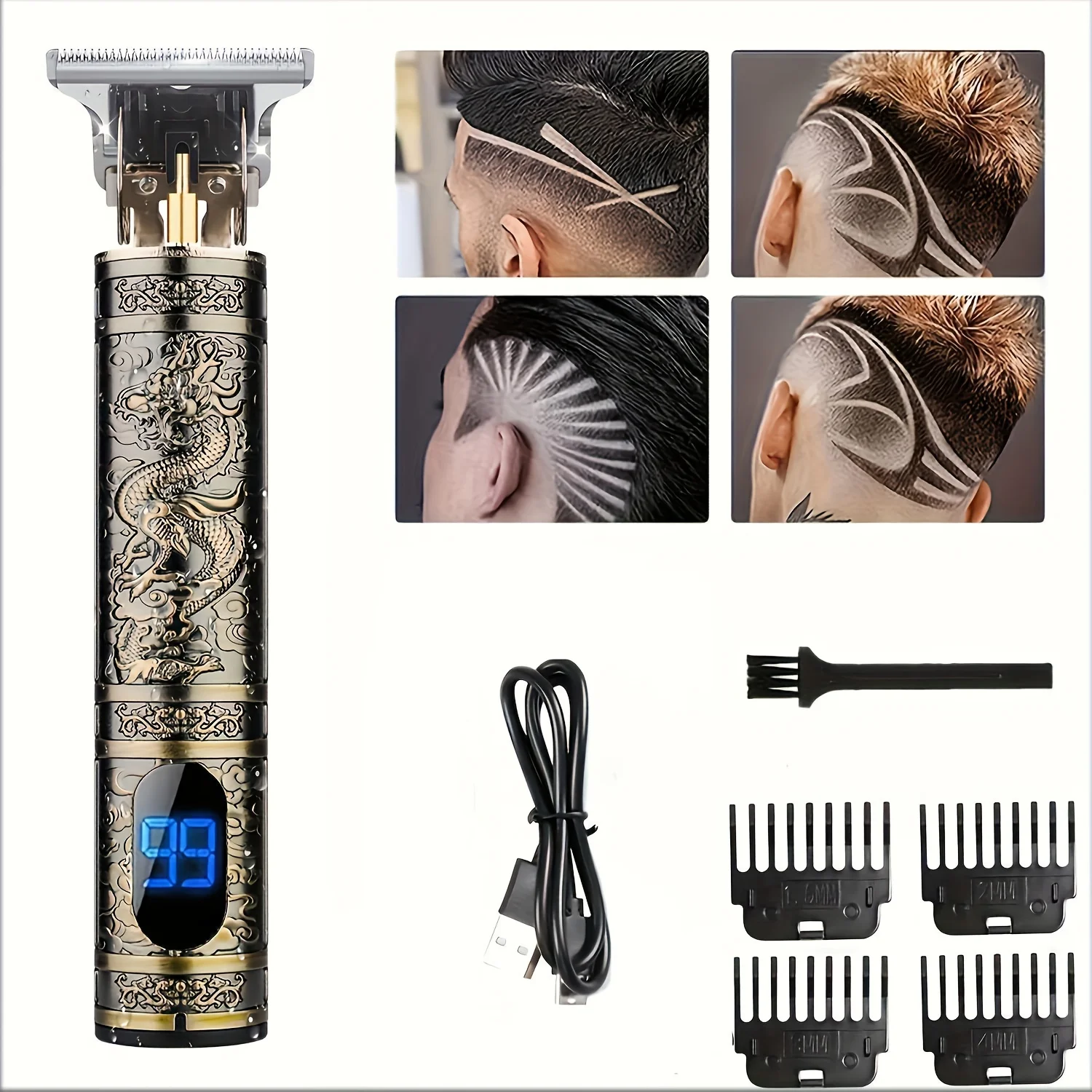 Electric Hair Clipper With LCD Display Oil Head Hair Cutting Machine Hair Beard Trimmer Rechargeable USB Shaver For Men Father