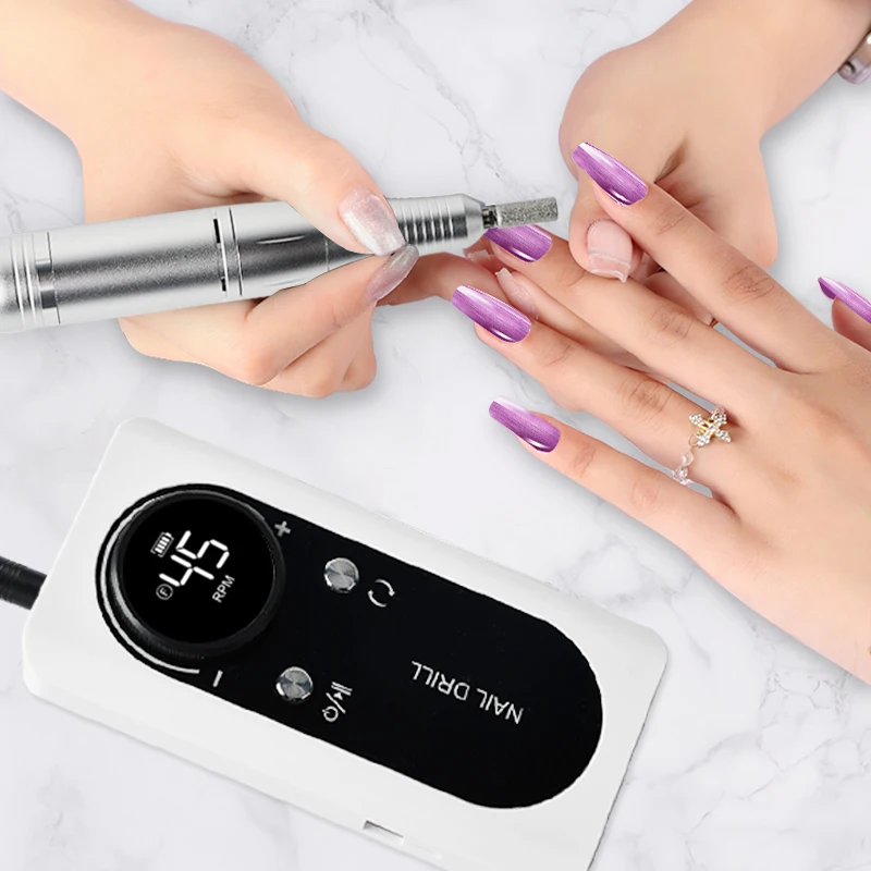 Professional Electric Nail Drill Kit Portable Nail Drill Machine Rechargeable Low Noise Nail Sander File For Manicure Salon Tool