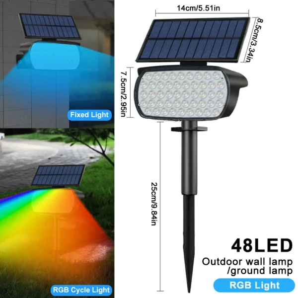 72 LED Solar Spotlights Outdoor Landscape Waterproof 108/136 LEDS Solar Powered Wall Light Auto On/Off for Yard Garden Pathway