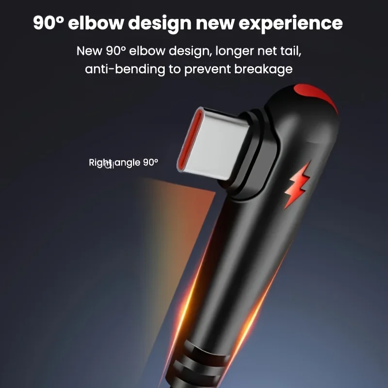 NNBILI 120W fast charging USB to Type-C cable, nylon braided, 90 ° elbow design with high power output suitable for Huawei oppo