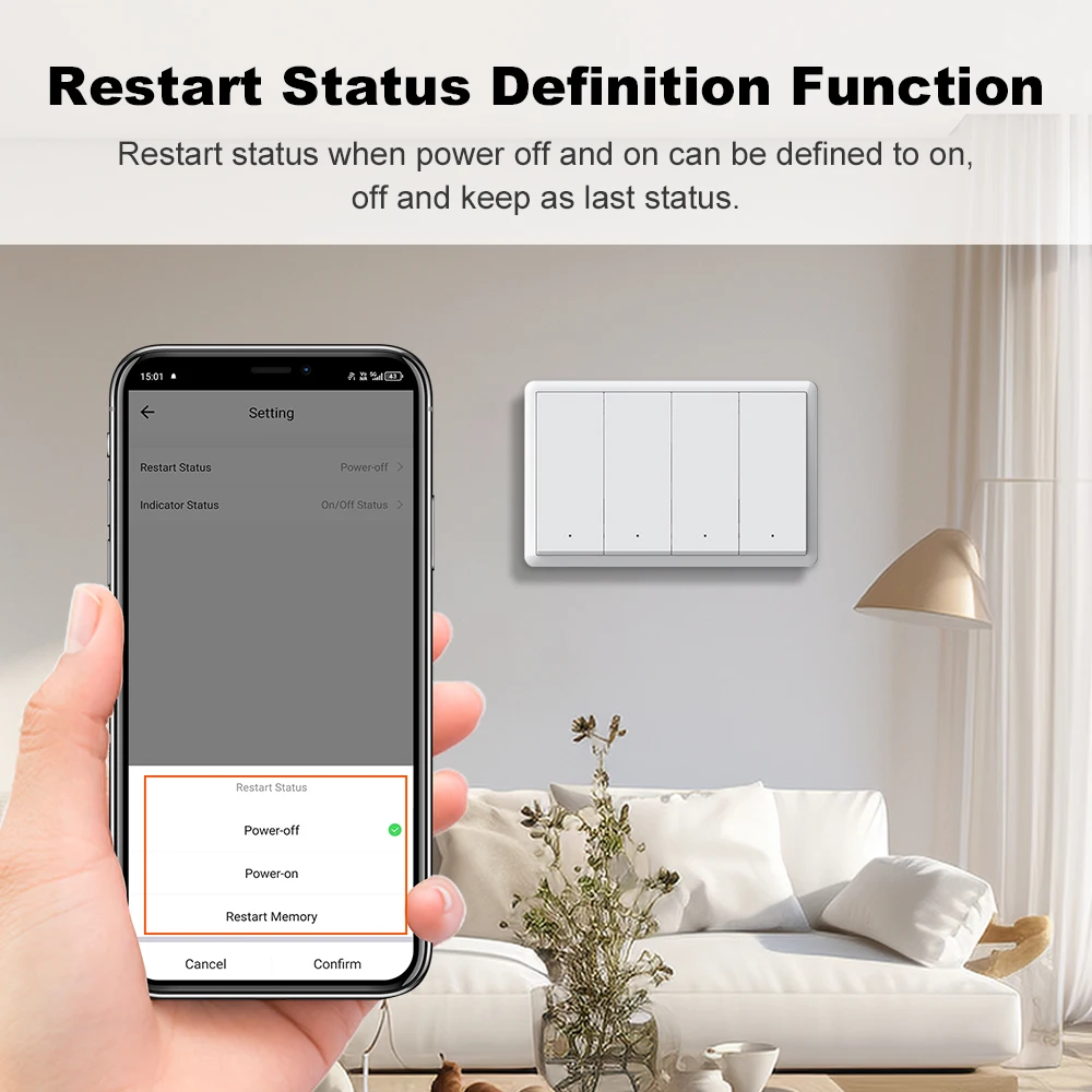 Tuya Smart zigbee Switch No Neutral Wire Required No Capacitor Wall Button Light Switches Work With Alexa Google Home