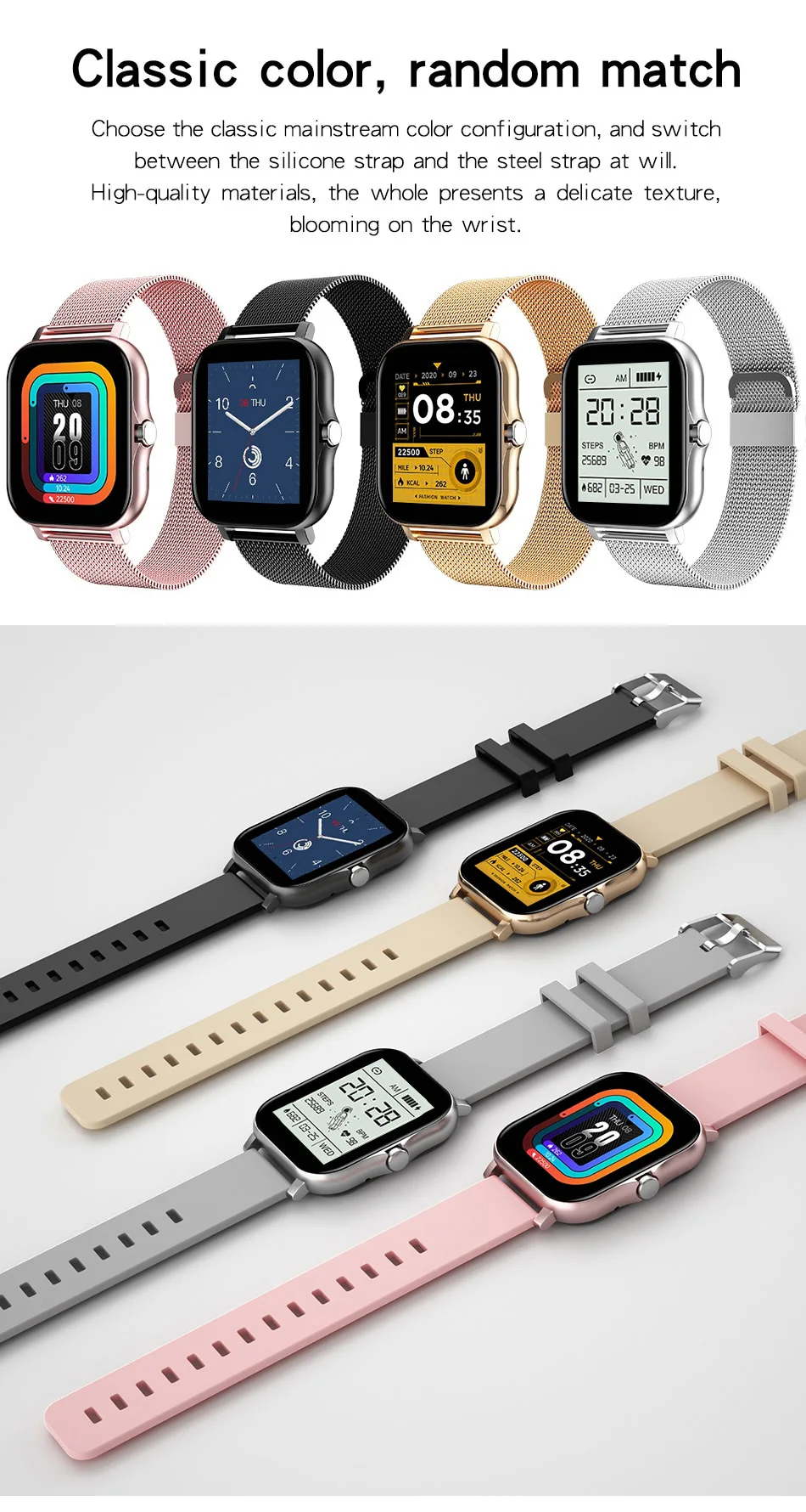 Smart Watch Android Phone 1.44'' Inch Color Screen Bluetooth Call Blood Oxygen/Pressure Monitoring Smart Watch Women Men