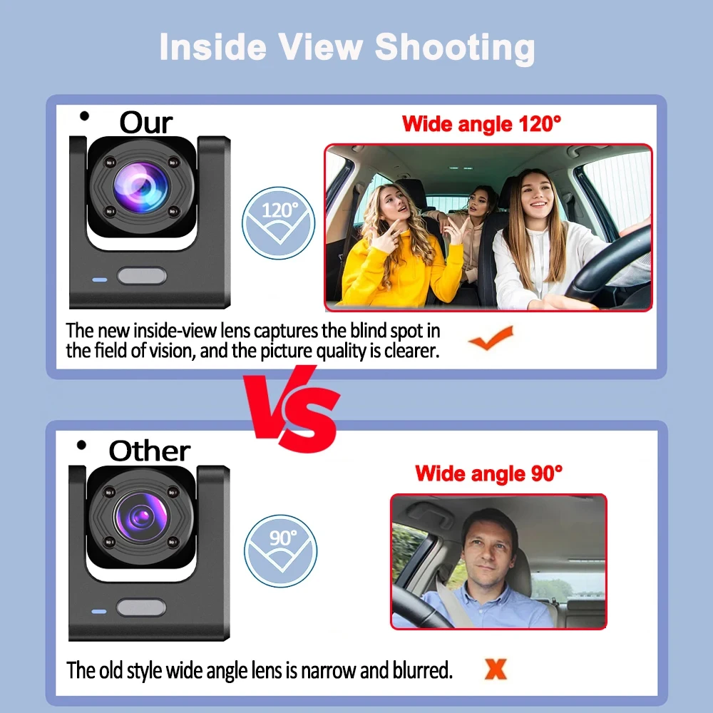 Dash Cam for Cars WIFI APP Car DVR 3 Channel Front Camera Video Recorder Rear View Camera for Vehicle Black Box Car Assecories