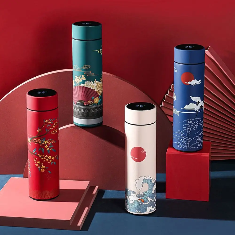 Vacuum Flasks LED Display Miniature Water Bottle Chinese Style Thermos cup Intelligent Temperature Display Premium Travel  Mug