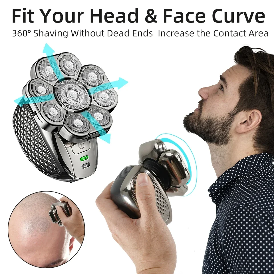 6 in 1 Professional men Waterproof electric shaver with 9 Cutter Floating Head, USB Rechargeable Multifunction Grooming Kit