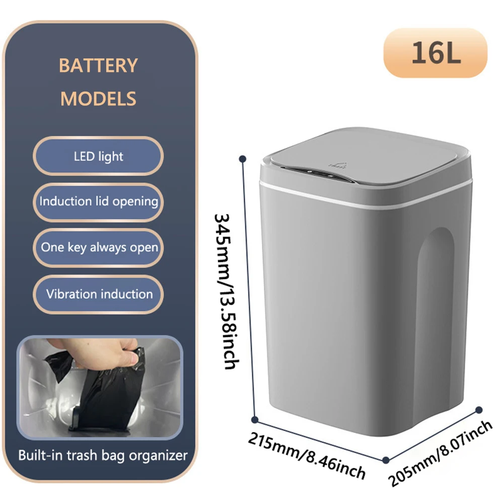 20L Smart Trash Can Bathroom Automa Sensor Dustbin Electric Waste Bin Waterproof Wastebasket For Kitchen Recycling Trash