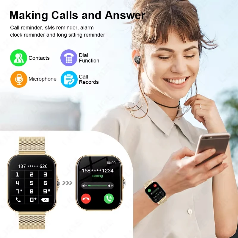 LAXASFIT New Smart Watch Multiple Sports Mode Sleep Monitor Find Phone Bluetooth Call Smart Watch Men Women Gift