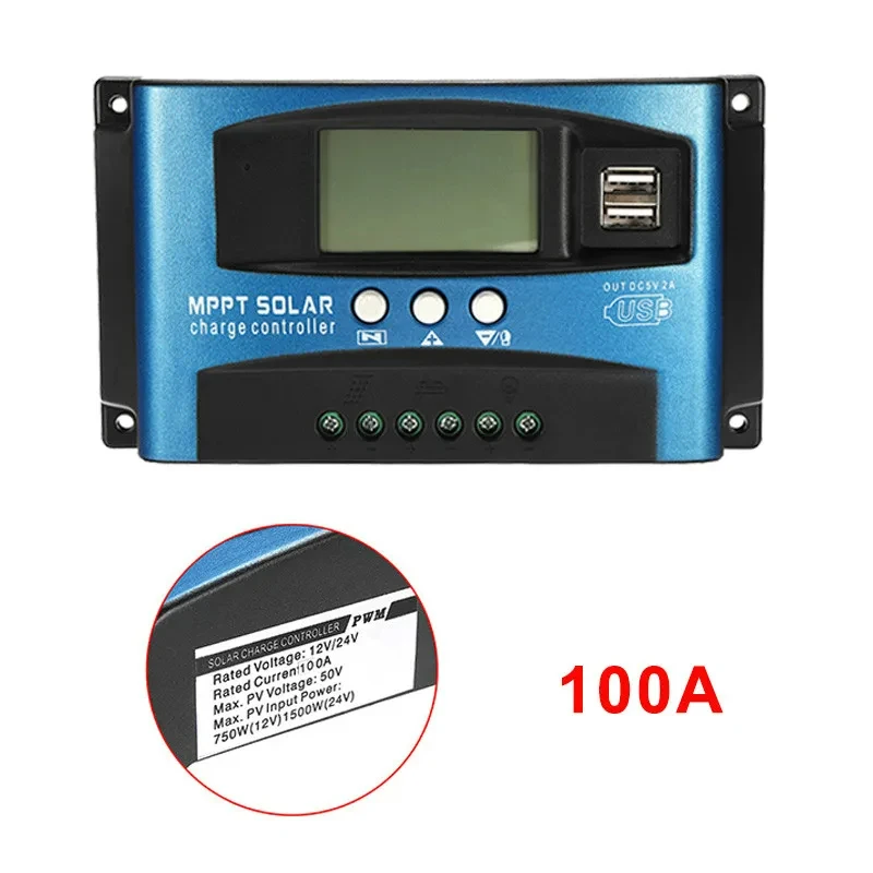Solar Panel Charge Controller 12V 24V PWM MPPT 10A 20A 30A  Automotive Battery Charger Regulator  USB Output 5V Max PV 50V DC