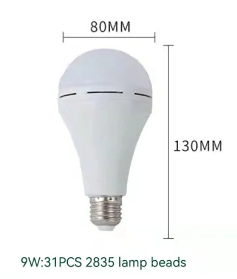 7W/9W/12W/15W LED Emergency Light Bulb Handheld Charging Energy-Saving Light Bulb Household Power Failure Emergency Light Bulb