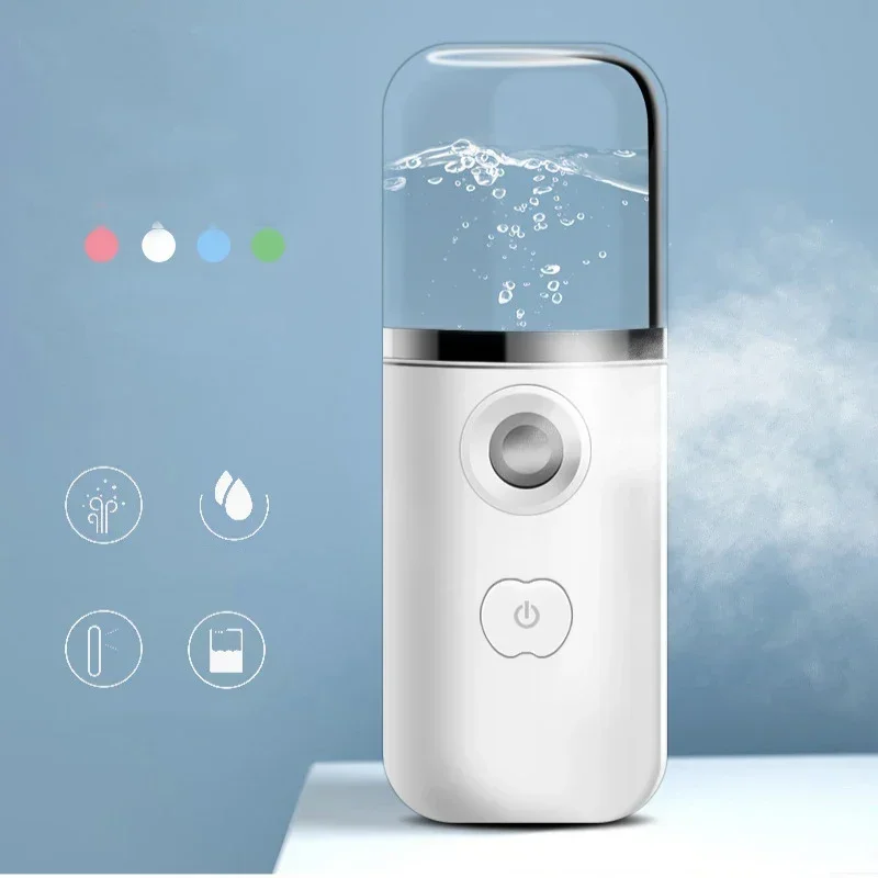1PC Mini Portable Humidifier Nano Mister Facial Steamer Device Beauty Spray Hydrating Apparatus Cold Spray ApparatusRechargeable