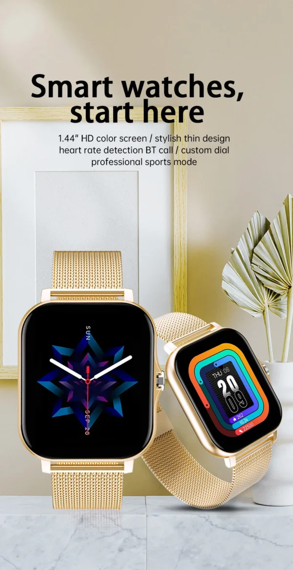 Smart Watch Android Phone 1.44'' Inch Color Screen Bluetooth Call Blood Oxygen/Pressure Monitoring Smart Watch Women Men