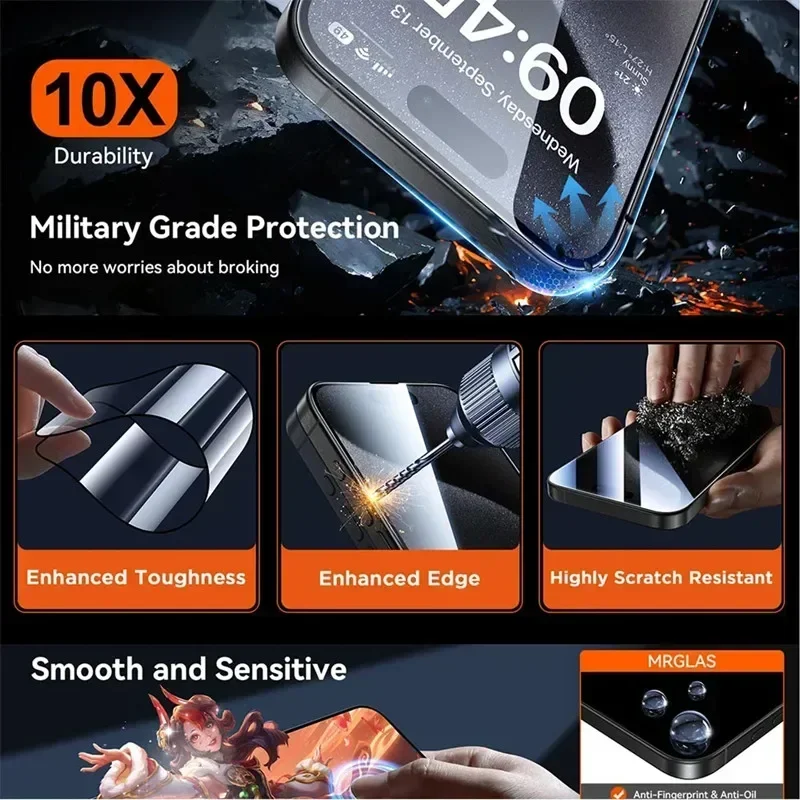 Dust Free Installation Privacy Screen Protector for IPhone 16 15 14 13 12 11 Pro Max Mini 7 8 15 16 Plus XS X XR Anti-Spy Glass
