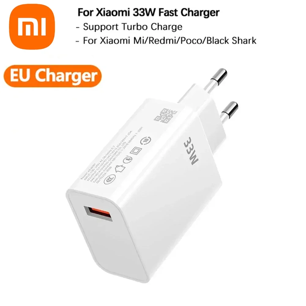 Xiaomi 33W Charger 6A Quick Charging QC 3.0 Fast Turbo Charge Mobile Phone Charger Adapter USB Type C Cable For Samsung Xiaomi