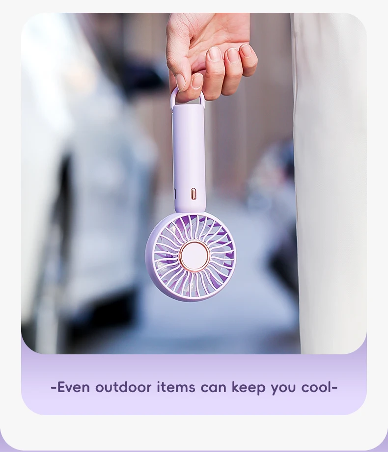 Mini Portable Fan Cute Design 3 Speed Personal Handheld  Desktop with Standing Ring Lightweight USB Rechargeable