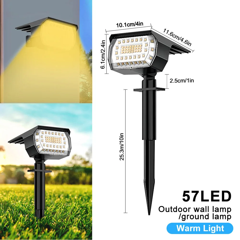 72 LED Solar Spotlights Outdoor Landscape Waterproof 108/136 LEDS Solar Powered Wall Light Auto On/Off for Yard Garden Pathway