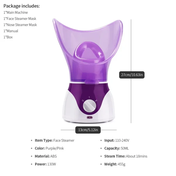 50ML Facial Steamer Nano Steamer Hot Sprayer Face Humidifier Skin Moisturizing Pores Cleansing Skin Deep Hydration Control Oil
