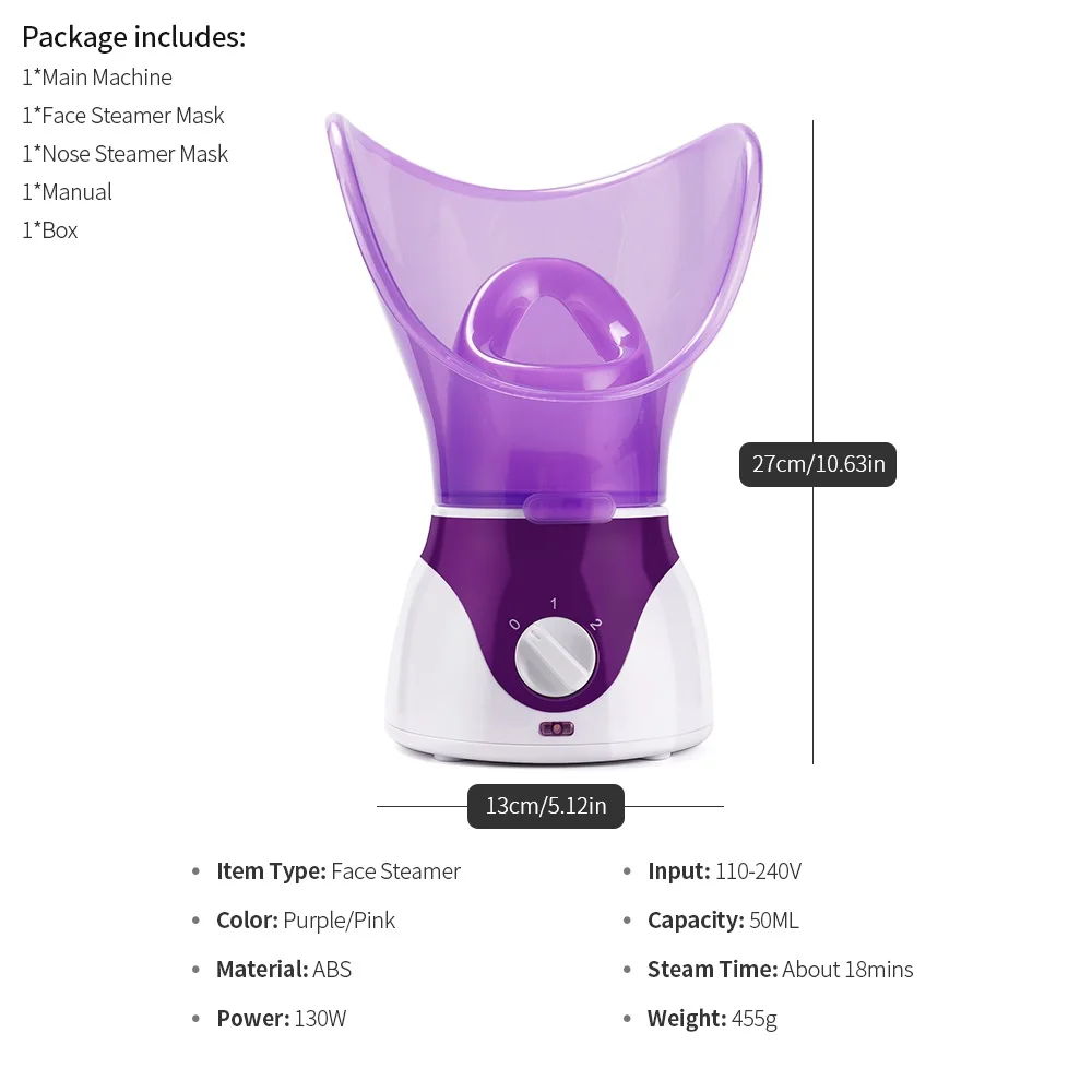 50ML Facial Steamer Nano Steamer Hot Sprayer Face Humidifier Skin Moisturizing Pores Cleansing Skin Deep Hydration Control Oil