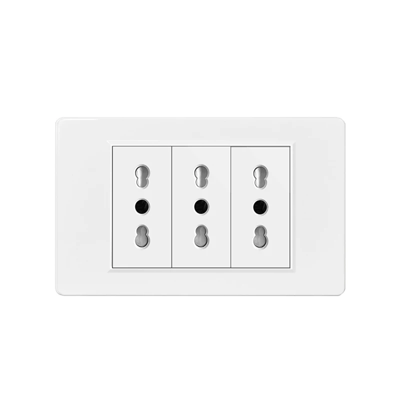 Italy Chile  Standard Outlet with USB Smart Type-c 20W Fast Charging, Dual USB Wall Socket Chile Plug Plastic Panel Light Switch