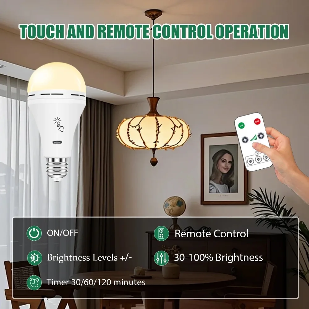 Smart Touch dimming Wireless USB battery light rechargeable led bulb Remote timing switch  for Garage outdoor tent  home use