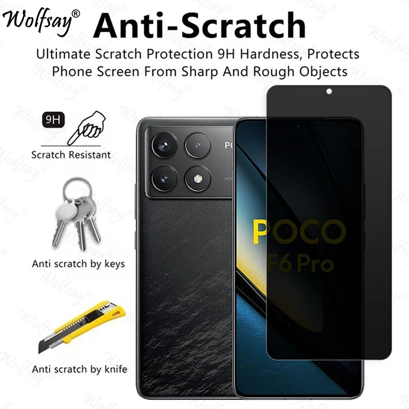 Privacy Screen Protector For Xiaomi Poco F6 Pro Anti-Spy Tempered Glass For Poco F6 M6 X6 Pro Camera Glass For Poco F6 Pro Glass