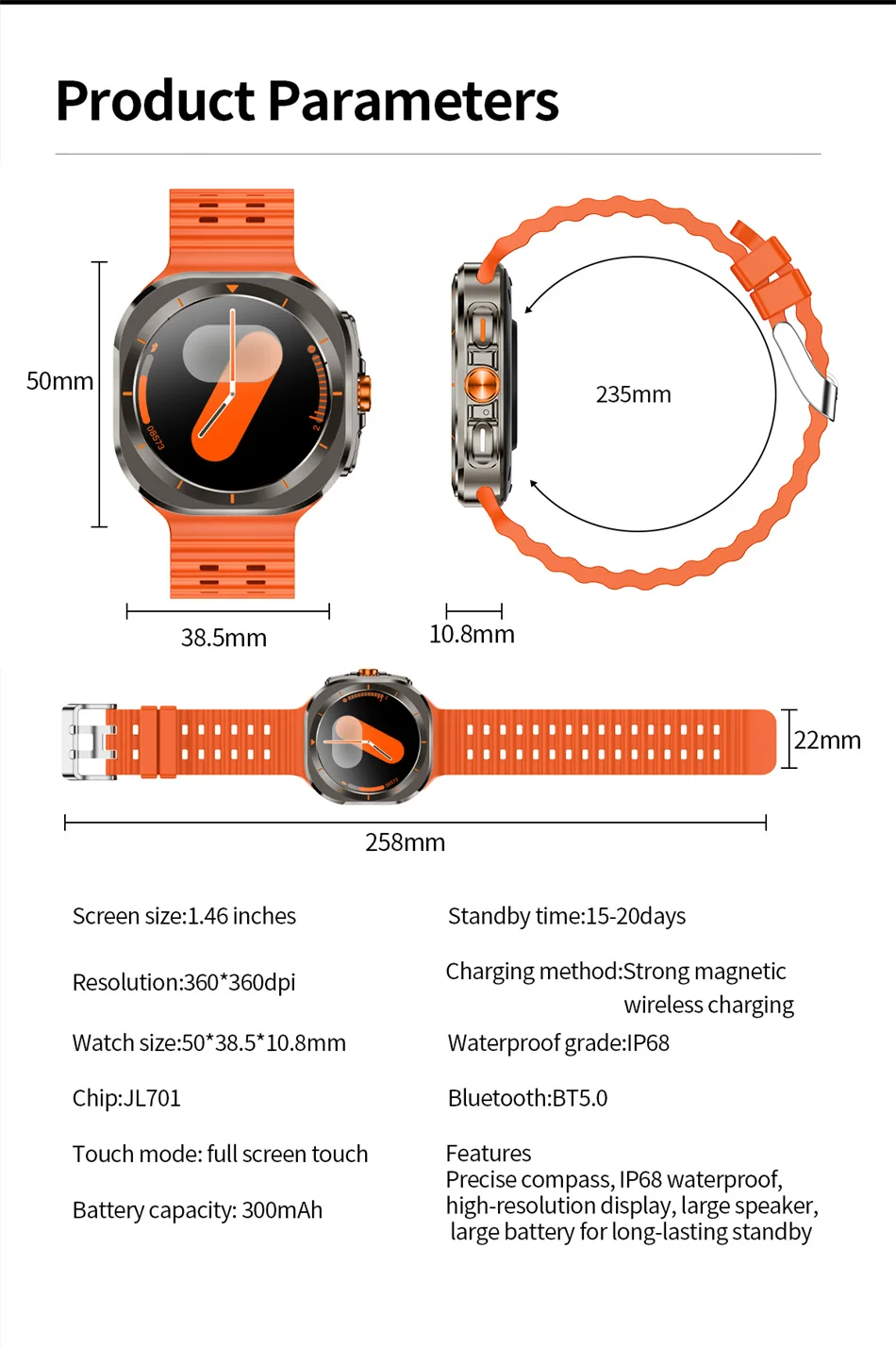 2025 New For Samsung Galaxy Watch 7 Ultra GPS NFC Smart Watch Men 1.43 " AMOLED Always Display IP68 BT Call Sports Smartwatches