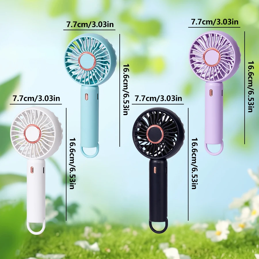 Mini Portable Fan Cute Design 3 Speed Personal Handheld  Desktop with Standing Ring Lightweight USB Rechargeable