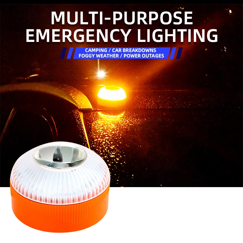 1 PCs Led Car Emergency Light Flashlight Magnetic Induction Strobe Road Accident Lamp V16 Beacon Safety Accessory Need Battery