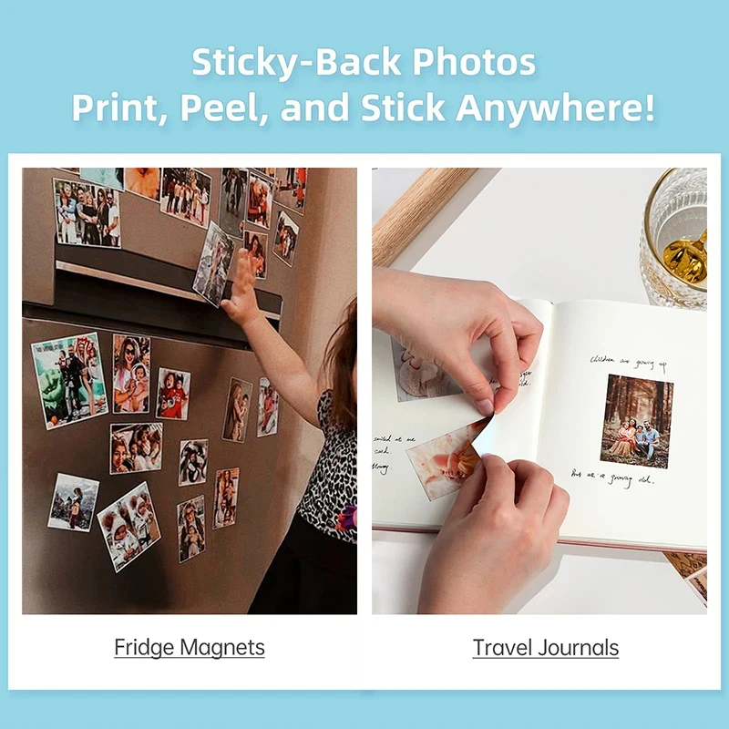 MT53 Portable Color Photo Printer Handheld Pocket Printer 313Dpi 2X3 inch Sticky-backed Photo Paper Printing Machine For Home