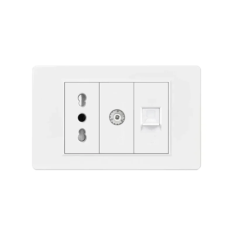 Italy Chile  Standard Outlet with USB Smart Type-c 20W Fast Charging, Dual USB Wall Socket Chile Plug Plastic Panel Light Switch