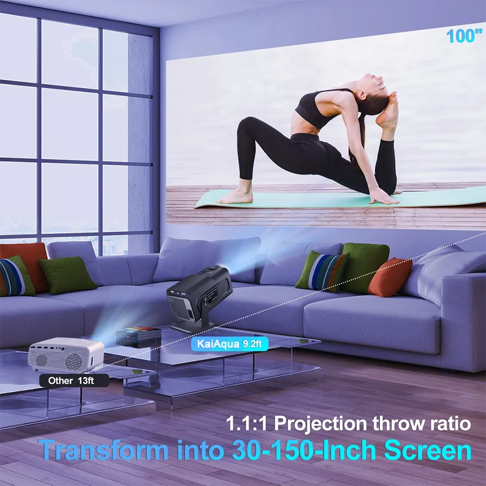 KaiAqua 4K Android 11 Projector Native 1080P 390ANSI HY320 Dual Wifi6 BT5.0 1920*1080P Cinema portable Projetor upgrated FY300