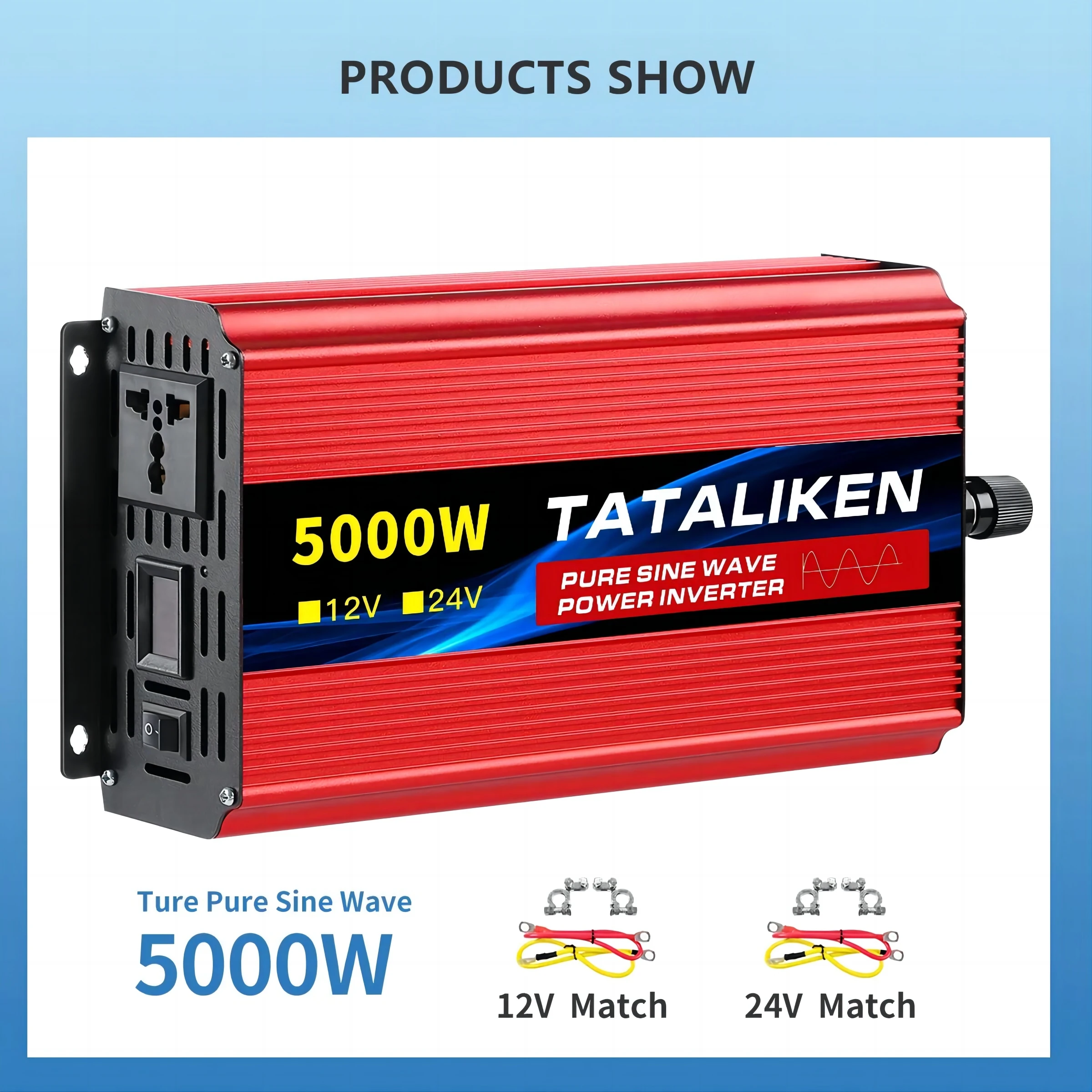 Pure Sine Wave Inverter 1000W-4000W DC 12V/24V to AC 220V 50hz Power Inverter Charger  Adapter Universal Socket