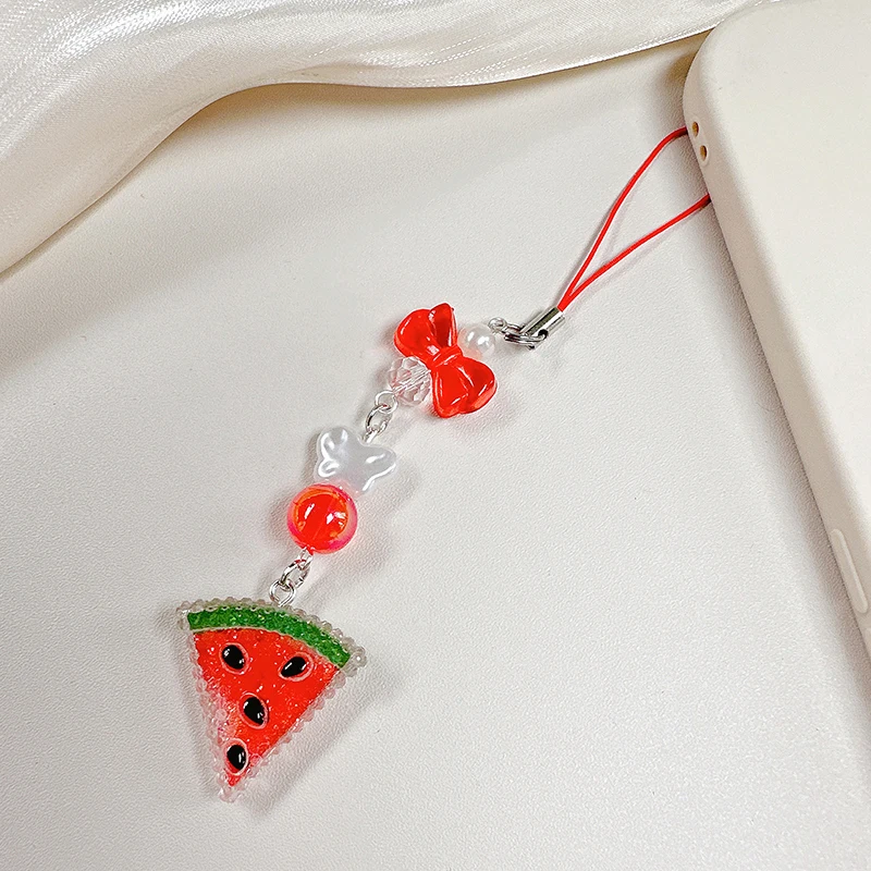 Sweet Y2K Cute Strawberry Mobile Phone Lanyard Lovely Fruits Phone Chain For Girls Aesthetic Cellphone Keychain