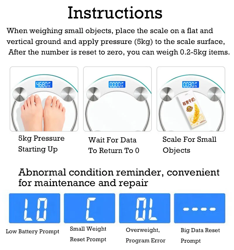 LCD Display High-Definition Digital Scale Round Shape Bathroom Body Weight Scale 0.2-180KG Precision Floor Electronic Scales